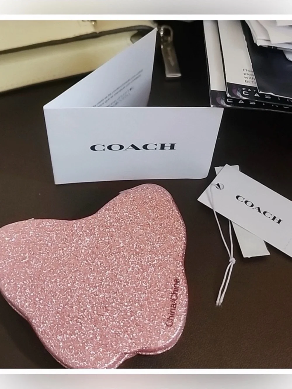 Coach Women Makeup Compact - Pink Glitter